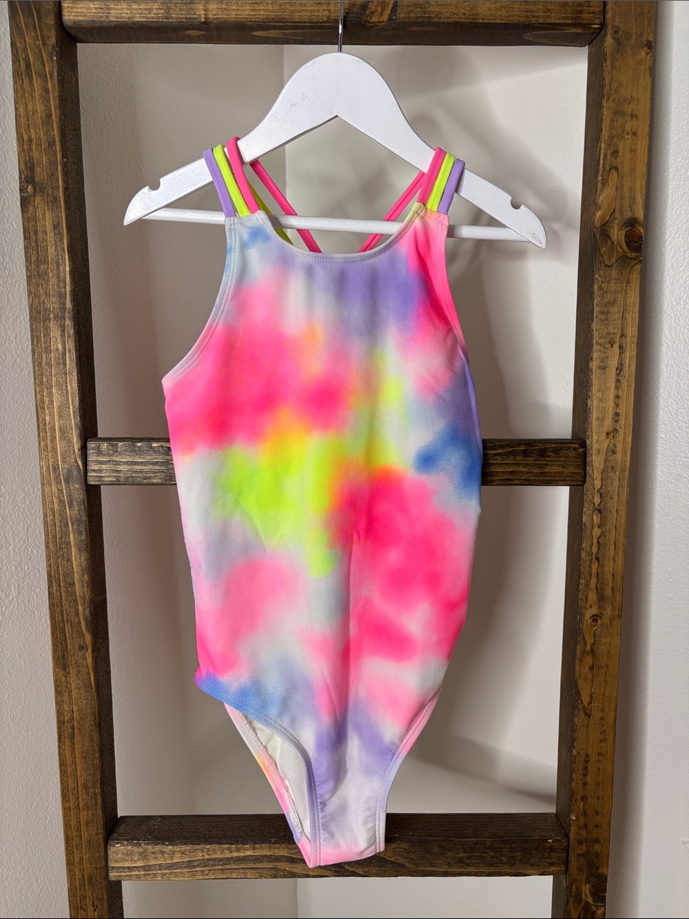 The Children's Place Neon Tie-Dye One Piece Swimsuit Size M